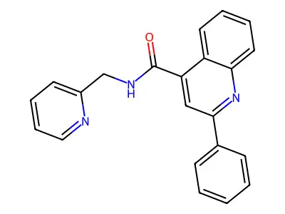 2-phenyl-N-(pyridin-2-ylmethyl)quinoline-4-carboxamide structure