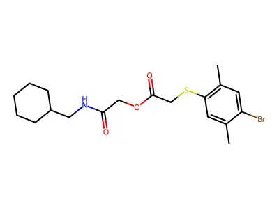 [2-(cyclohexylmethylamino)-2-oxoethyl] 2-(4-bromo-2,5-dimethylphenyl)sulfanylacetate structure