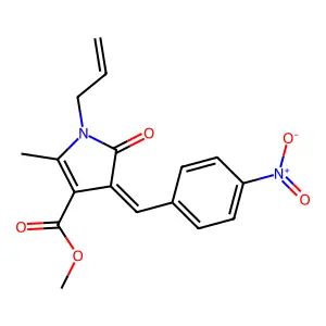 methyl (4Z)-2-methyl-4-[(4-nitrophenyl)methylidene]-5-oxo-1-prop-2-enylpyrrole-3-carboxylate structure