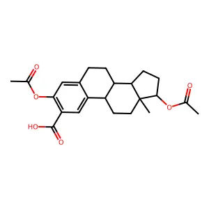 3,17-Diacetoxyestra-1,3,5(10)-trien-2-carboxylic acid structure