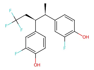2-Fluoro-4-[5,5,5-trifluoro-3-(3-fluoro-4-hydroxyphenyl)pentan-2-yl]phenol structure
