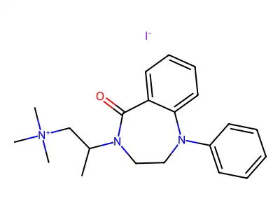 Ammonium, (2-(5-oxo-1-phenyl-1,2,3,4-tetrahydro-5H-1,4-benzodiazepin-4-yl)propyl)trimethyl-, iodide structure