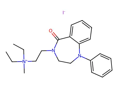Ammonium, diethylmethyl(2-(5-oxo-1-phenyl-1,2,3,4-tetrahydro-5H-1,4-benzodiazepin-4-yl)ethyl)-, iodide structure