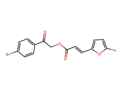 2-(4-Bromophenyl)-2-oxoethyl 3-(5-iodofuran-2-yl)prop-2-enoate structure
