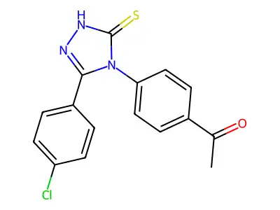 1-[4-[3-(4-chlorophenyl)-5-sulfanylidene-1H-1,2,4-triazol-4-yl]phenyl]ethanone structure
