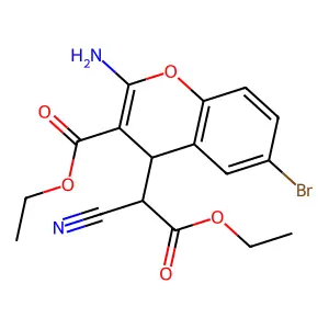 2-氨基-6-溴-4-(1-氰基-2-乙氧基-2-氧代乙基)-4H-色烯-3-甲酸乙酯 structure