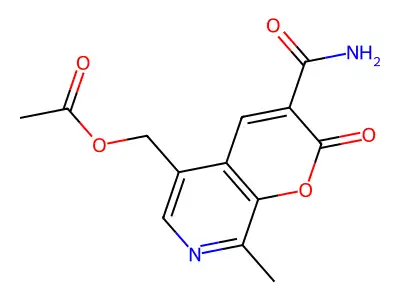 {3-carbamoyl-8-methyl-2-oxo-2H-pyrano[2,3-c]pyridin-5-yl}methyl acetate structure