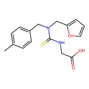 ({[(2-Furylmethyl)(4-methylbenzyl)amino]-carbonothioyl}amino)acetic acid structure