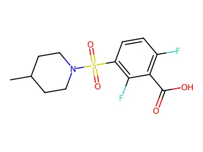 2,6-Difluoro-3-[(4-methylpiperidin-1-yl)sulfonyl]benzoic acid structure