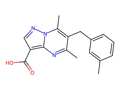 5,7-Dimethyl-6-(3-methylbenzyl)pyrazolo[1,5-a]pyrimidine-3-carboxylic acid structure