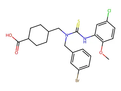 4-({[(3-BROMOPHENYL)METHYL][(5-CHLORO-2-METHOXYPHENYL)CARBAMOTHIOYL]AMINO}METHYL)CYCLOHEXANE-1-CARBOXYLIC ACID structure