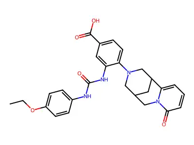 3-[[[(4-Ethoxyphenyl)amino]carbonyl]amino]-4-(1,5,6,8-tetrahydro-8-oxo-1,5-methano-2H-pyrido[1,2-a][1,5]diazocin-3(4H)-yl)benzoic acid structure