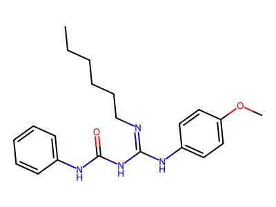 1-[N'-hexyl-N-(4-methoxyphenyl)carbamimidoyl]-3-phenylurea structure