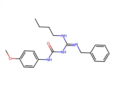 1-(N'-benzyl-N-butylcarbamimidoyl)-3-(4-methoxyphenyl)urea structure