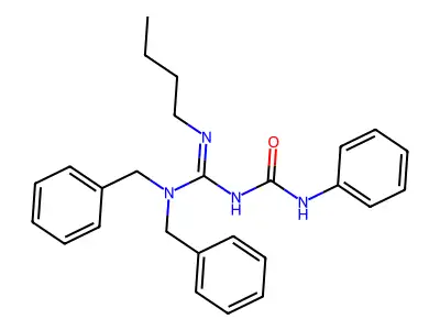 1-(N,N-dibenzyl-N'-butylcarbamimidoyl)-3-phenylurea structure