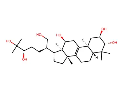 Lanost-8-ene-2,3,12,21,24,25-hexol structure