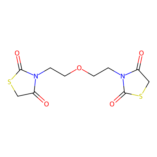 3-{2-[2-(2,4-Dioxo-1,3-thiazolidin-3-yl)ethoxy]ethyl}-1,3-thiazolidine-2,4-dione structure