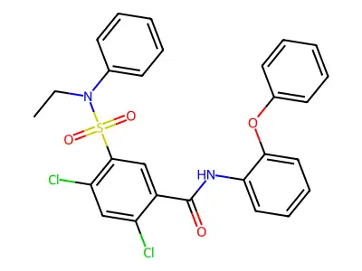 2,4-dichloro-5-[ethyl(phenyl)sulfamoyl]-N-(2-phenoxyphenyl)benzamide structure