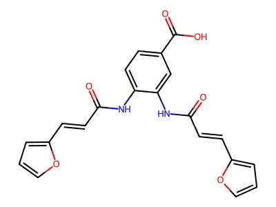 3,4-bis[[(E)-3-(furan-2-yl)prop-2-enoyl]amino]benzoic acid structure