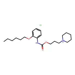 Carbanilic acid, o-(hexyloxy)-, 3-piperidinopropyl ester, hydrochloride structure