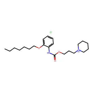 Carbanilic acid, o-(heptyloxy)-, 3-piperidinopropyl ester, hydrochloride structure