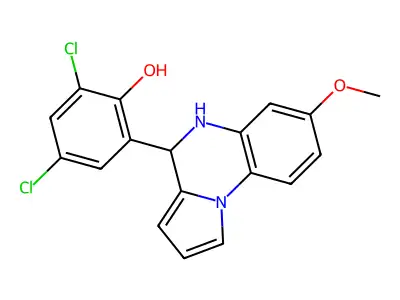 2,4-Dichloro-6-(7-methoxy-4,5-dihydropyrrolo[1,2-a]quinoxalin-4-yl)phenol structure