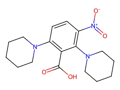 3-Nitro-2,6-dipiperidinobenzoic acid structure
