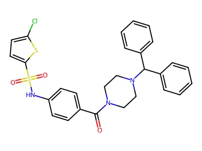 N-[4-(4-benzhydrylpiperazine-1-carbonyl)phenyl]-5-chloro-thiophene-2-sulfonamide structure