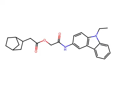 [2-[(9-Ethylcarbazol-3-yl)amino]-2-oxoethyl] 2-(2-bicyclo[2.2.1]heptanyl)acetate structure