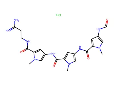 [1-amino-3-[[4-[[4-[(4-formamido-1-methylpyrrole-2-carbonyl)amino]-1-methylpyrrole-2-carbonyl]amino]-1-methylpyrrole-2-carbonyl]amino]propylidene]azanium;chloride structure