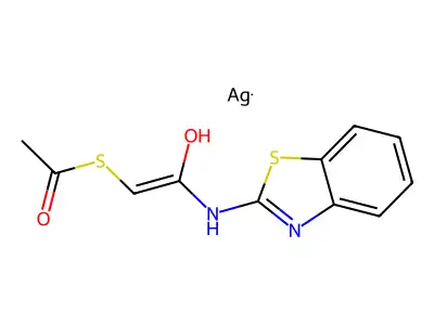 2-(2-Mercaptoacetamido)benzothiazolyl acetate silver salt structure
