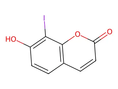 2H-1-Benzopyran-2-one, 7-hydroxy-8-iodo- structure