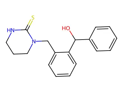 1-({2-[Hydroxy(phenyl)methyl]phenyl}methyl)-1,3-diazinane-2-thione structure