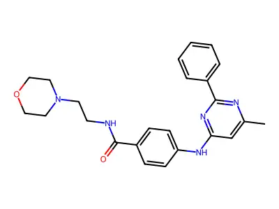 Benzamide, 4-((6-methyl-2-phenyl-4-pyrimidinyl)amino)-N-(2-(4-morpholinyl)ethyl)- structure