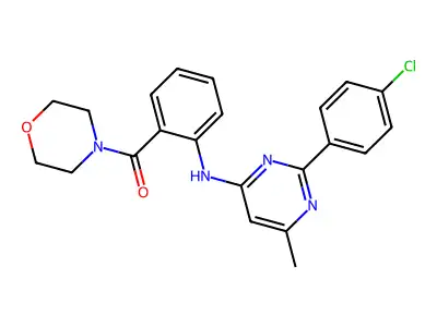 Morpholine, 4-(2-((2-(4-chlorophenyl)-6-methyl-4-pyrimidinyl)amino)benzoyl)- structure