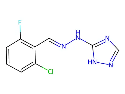 N-[(2-chloro-6-fluorophenyl)methylideneamino]-1H-1,2,4-triazol-5-amine structure