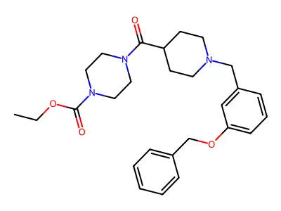 Ethyl 4-[1-[(3-phenylmethoxyphenyl)methyl]piperidine-4-carbonyl]piperazine-1-carboxylate structure