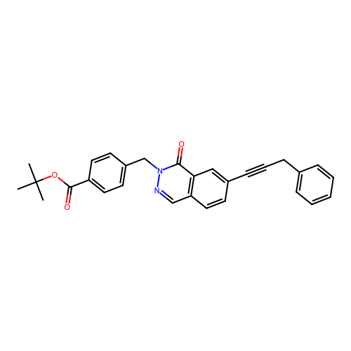 Tert-butyl 4-[[1-oxo-7-(3-phenylprop-1-ynyl)phthalazin-2-yl]methyl]benzoate structure