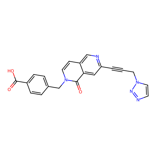 4-[[1-oxo-7-[3-(triazol-1-yl)prop-1-ynyl]-2,6-naphthyridin-2-yl]methyl]benzoic Acid structure