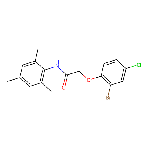 (2-Bromo-4-chlorophenoxy)-N-(2,4,6-trimethylphenyl)ethanimidic acid structure