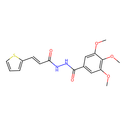 3,4,5-trimethoxy-N'-[(2E)-3-(thiophen-2-yl)prop-2-enoyl]benzohydrazide structure