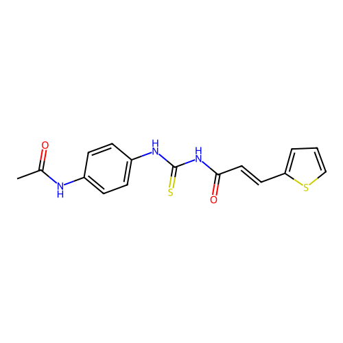 (2E)-N-{[4-(acetylamino)phenyl]carbamothioyl}-3-(thiophen-2-yl)prop-2-enamide structure