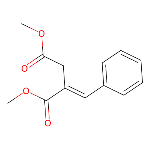 (E)-3-methoxycarbonyl-4-phenyl-3-butenoic acid methyl ester structure