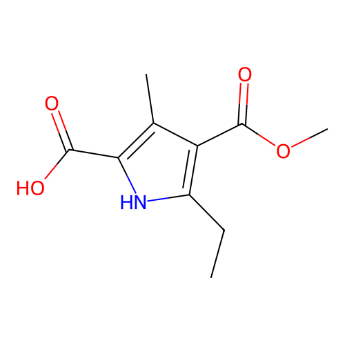 5-ethyl-4-(methoxycarbonyl)-3-methyl-1H-pyrrole-2-carboxylic acid structure
