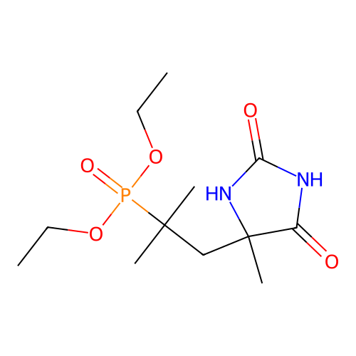 Diethyl (1,1-dimethyl-2-(4-methyl-2,5-dioxoimidazolidin-4-yl)ethyl)phosphonate structure