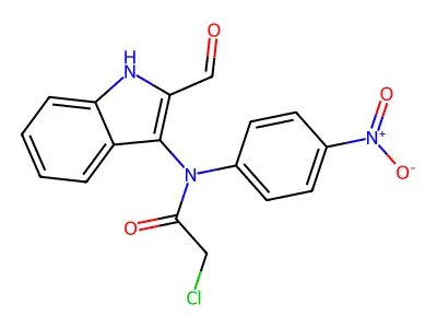2-chloro-N-(2-formyl-1H-indol-3-yl)-N-(4-nitrophenyl)acetamide structure