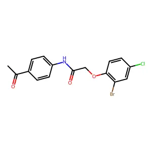 N-(4-acetylphenyl)-2-(2-bromo-4-chlorophenoxy)acetamide structure