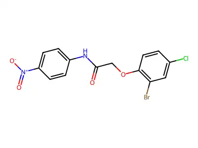 2-(2-bromo-4-chlorophenoxy)-N-(4-nitrophenyl)acetamide structure