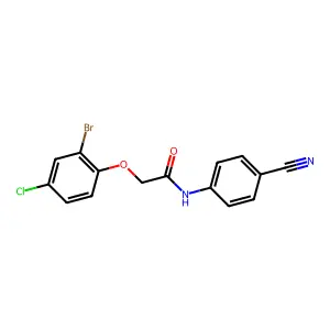 2-(2-bromo-4-chlorophenoxy)-N-(4-cyanophenyl)acetamide structure