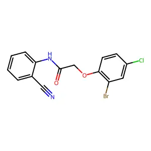 2-(2-bromo-4-chlorophenoxy)-N-(2-cyanophenyl)acetamide structure